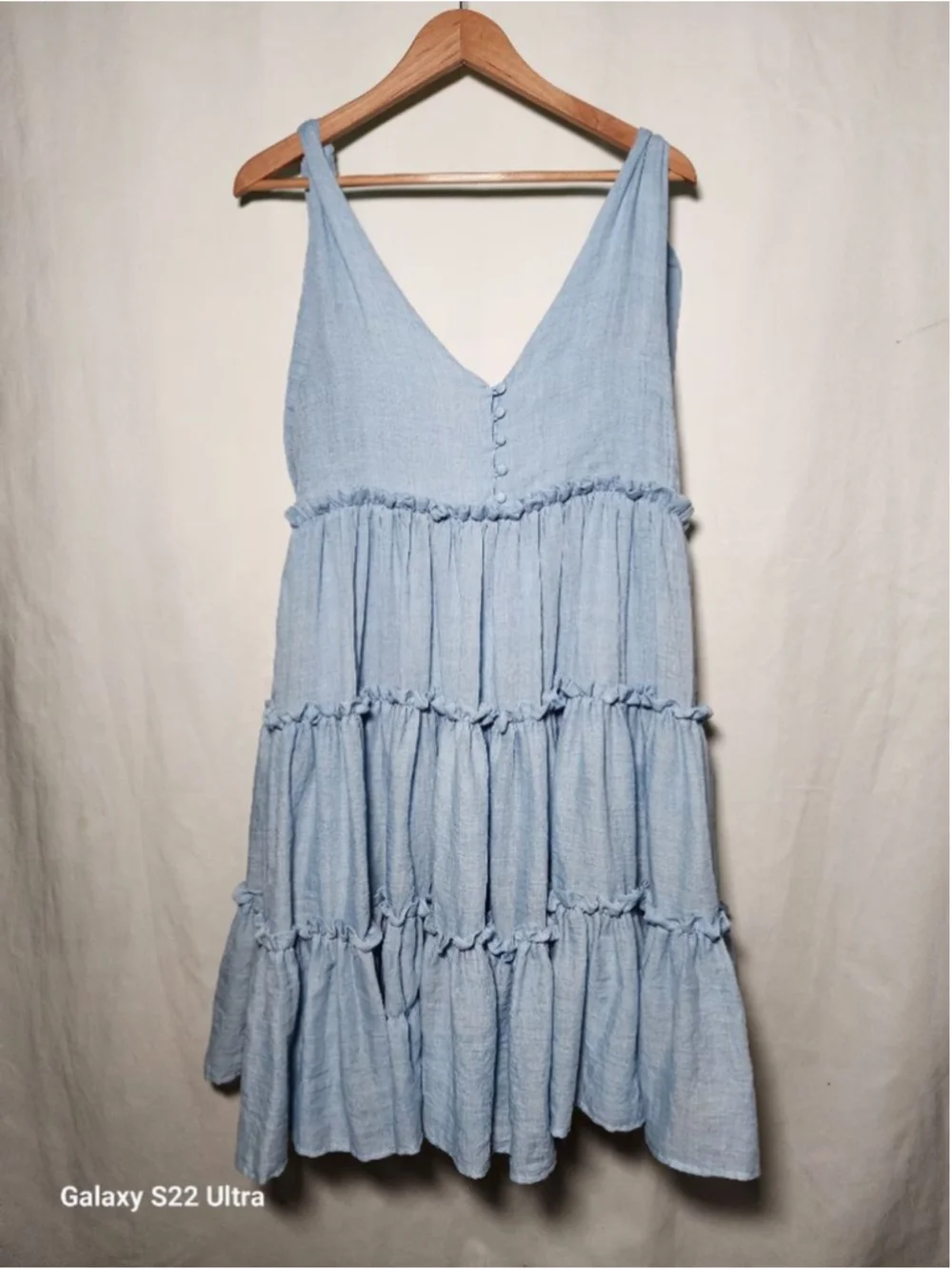 Women's ENGLISH FACTORY Light Blue Tiered Mini Dress L